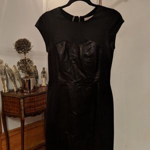 Rebecca Taylor Black Leather Combo Bustier Dress
